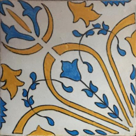Mosaic House Moroccan tile HPC Custom C 1-18-2 White Yellow Light Blue  hand painted handpainted 